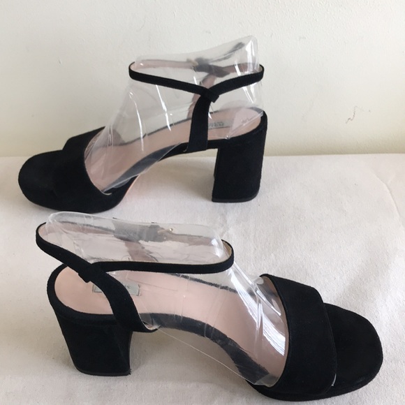 EUC Furla Italy sz 39 sandal heels black suede chunky heel strappy ankle strap - Picture 6 of 14